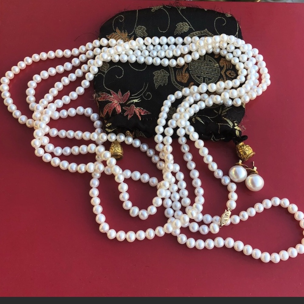 Akoya 48 inch pearl necklace 5-6mm 14k